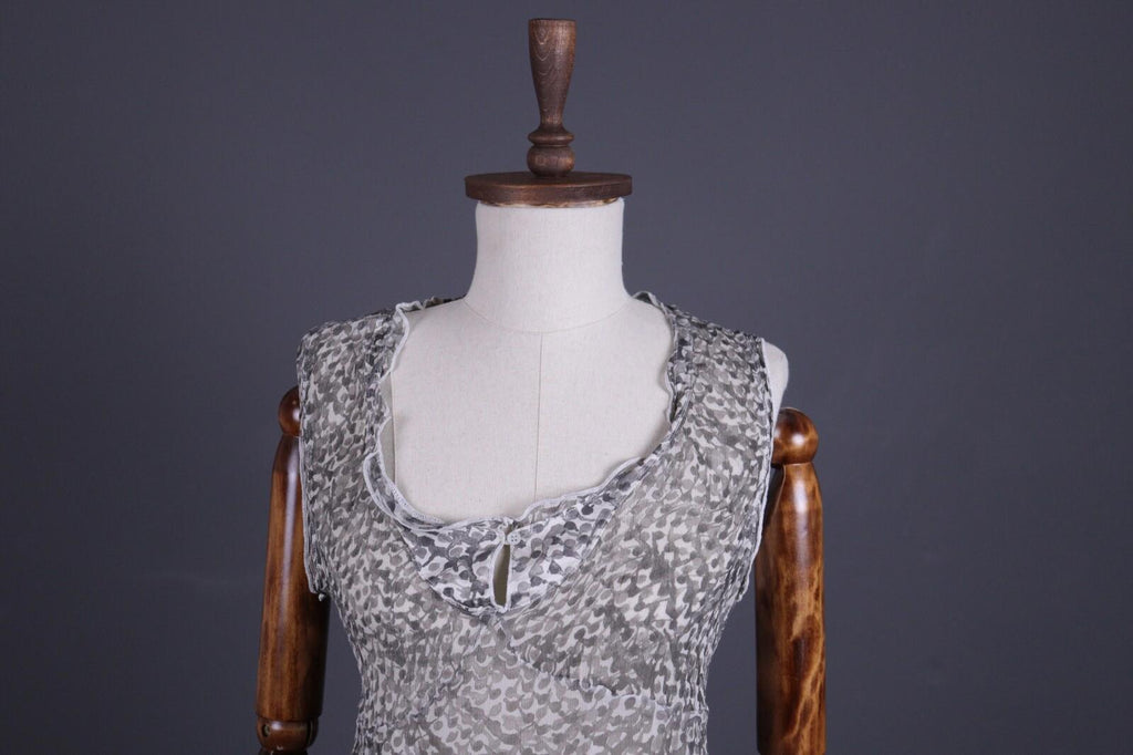 TRANSIT PAR SUCH Gray Silk Abstract Sleeveless Mesh Tank Top – Size M