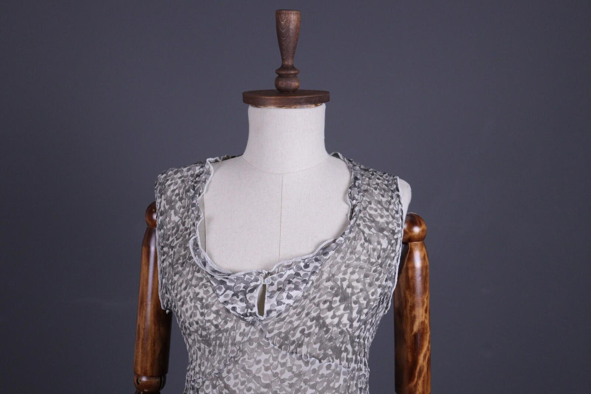 TRANSIT PAR SUCH Gray Silk Abstract Sleeveless Mesh Tank Top – Size M