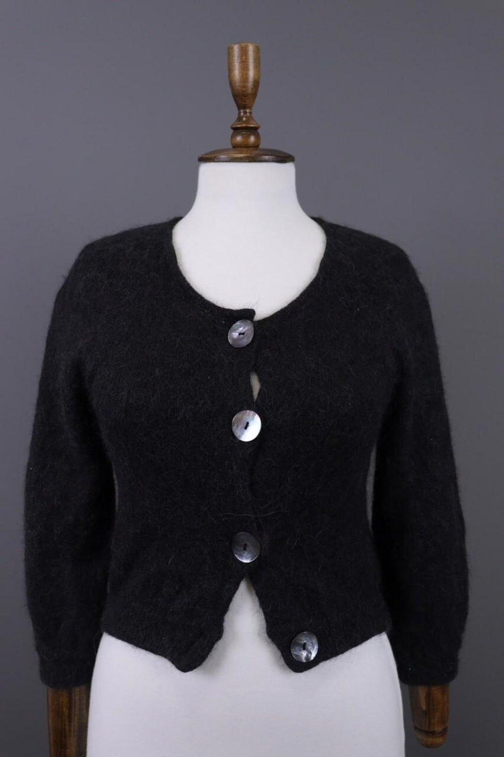 GUDRUN SJODEN Gray Alpaca Wool Knit Cropped Cardigan Sweater – Size S
