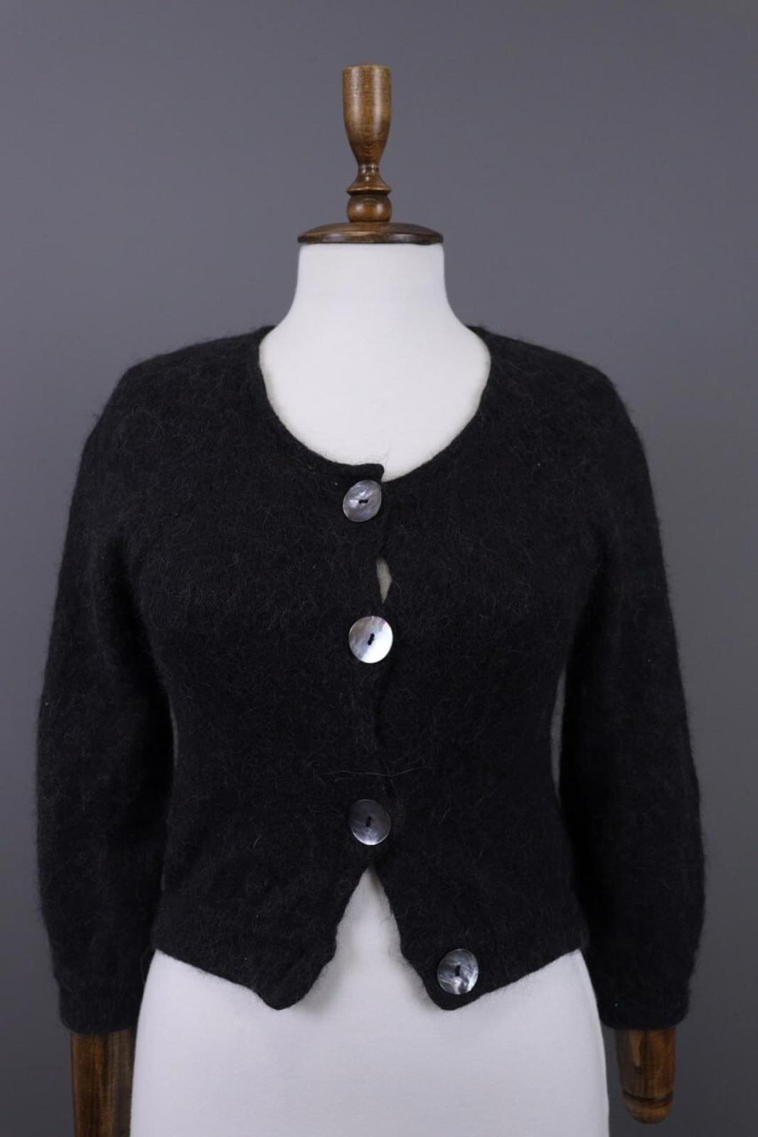 GUDRUN SJODEN Gray Alpaca Wool Knit Cropped Cardigan Sweater – Size S