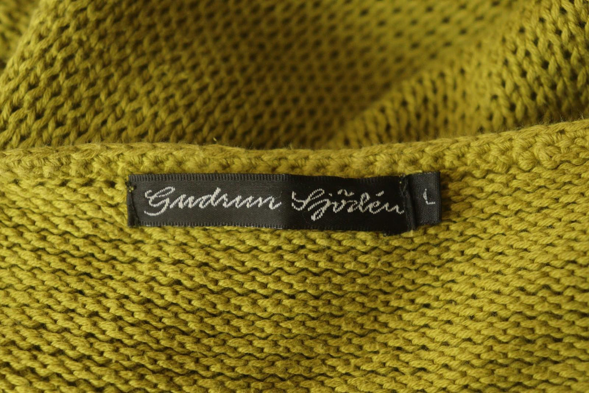 GUDRUN SJODEN Green Knitted Long Sleeve Round Neck Button Front Sweater – Size L