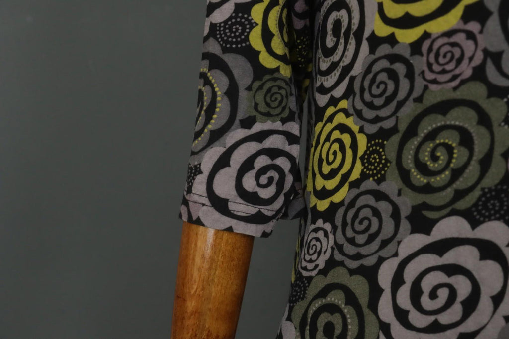 GUDRUN SJODEN Multi Floral Long Sleeve Round Neck Pullover Shift Dress – Size M