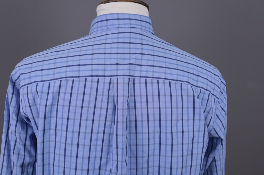 Burberry London Blue Check Long Sleeve Button Down Shirt – Size L