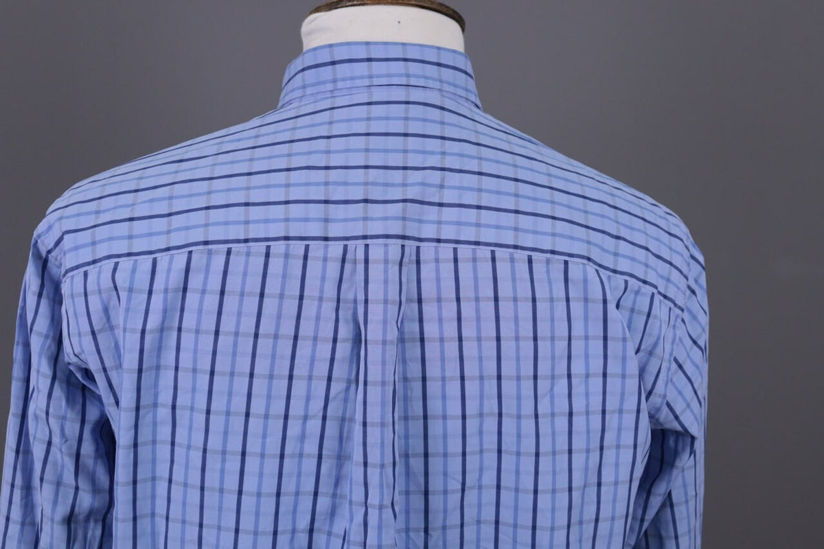 Burberry London Blue Check Long Sleeve Button Down Shirt – Size L
