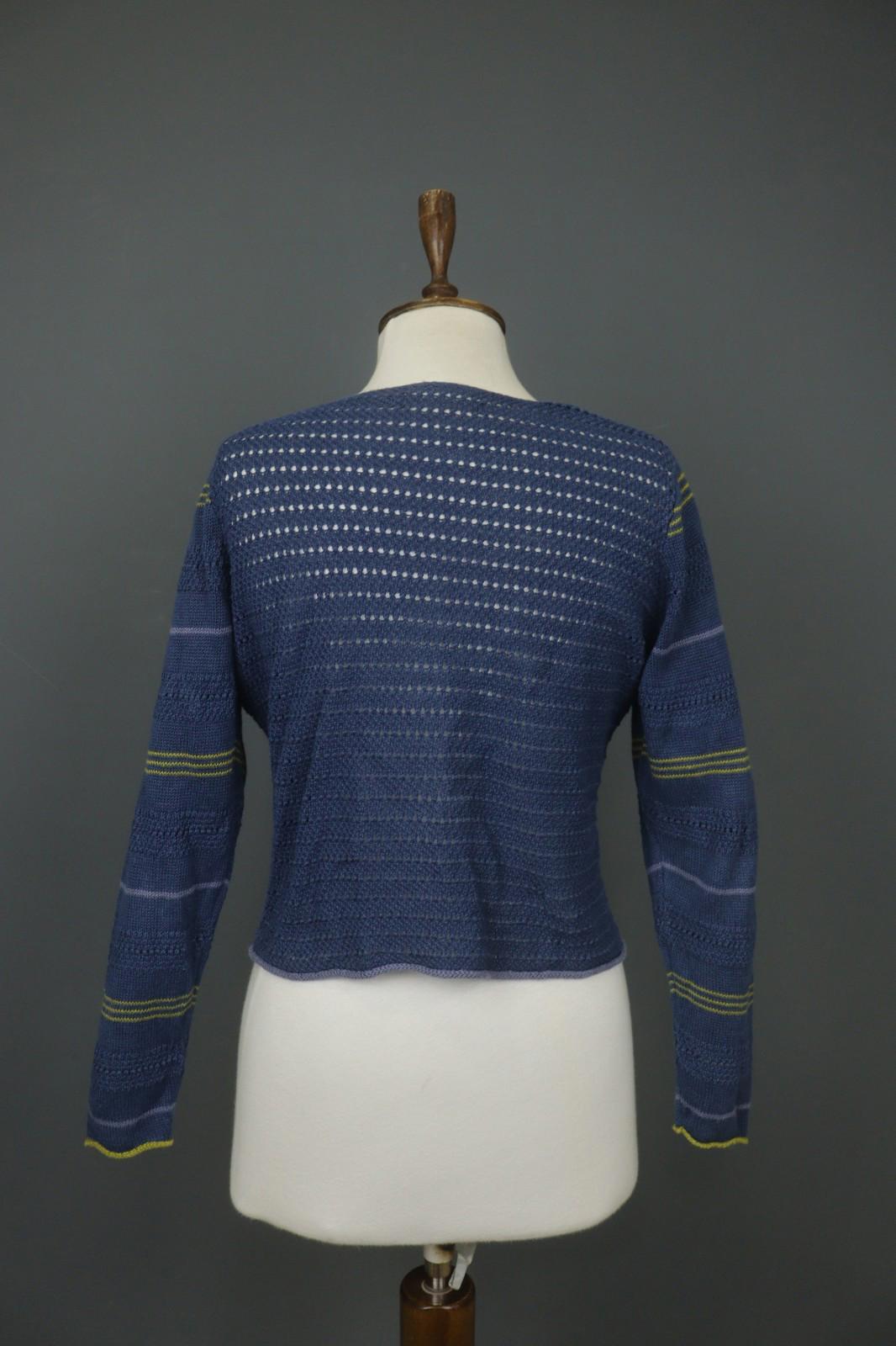 Used GUDRUN SJODEN Blue Open Knitted Long Sleeve Button-Front Cardigan Sweater – Size S