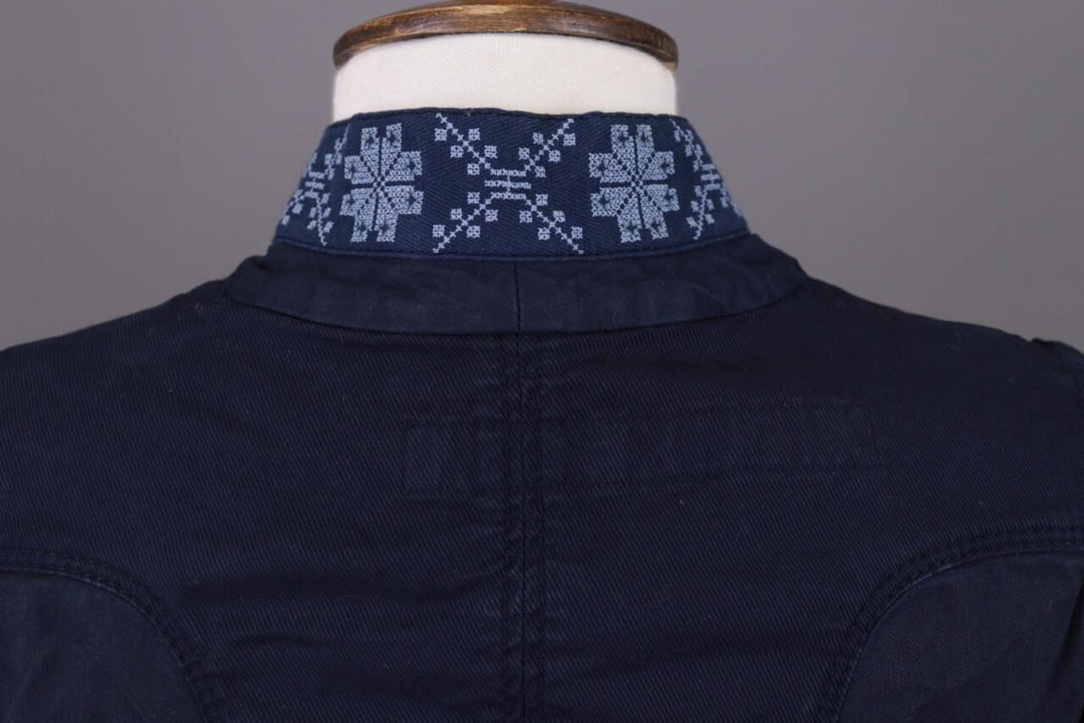 HIGH USE Jacket Navy Blue Denim Double Breasted Lightweight – Size US 6