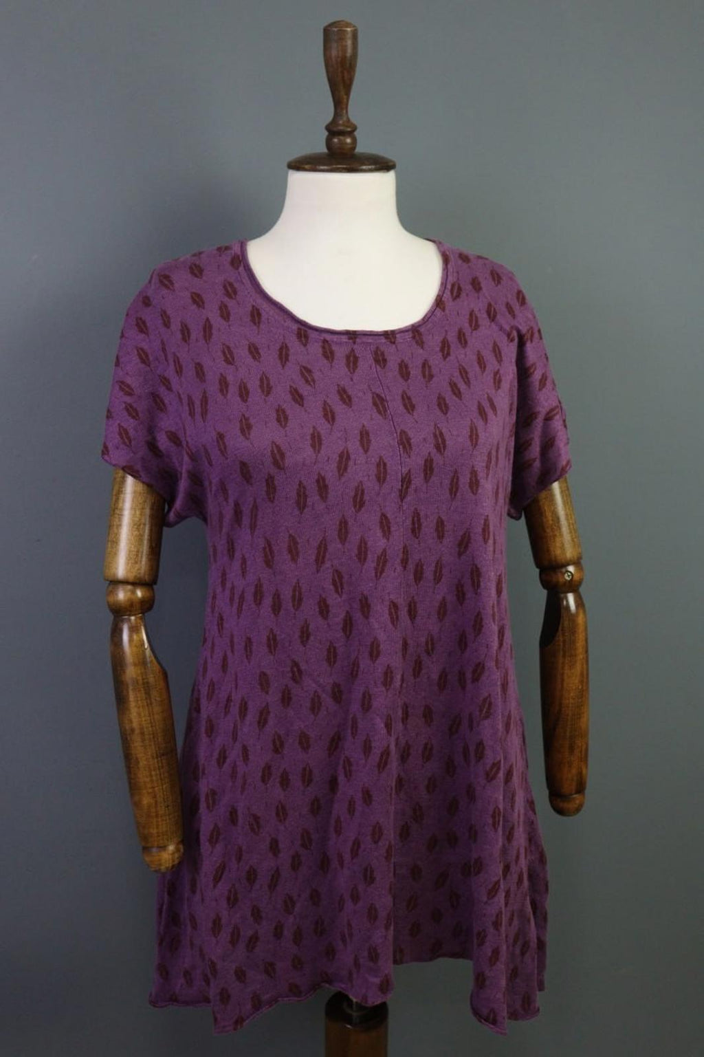 GUDRUN SJODEN Purple 100%Linen Round Neck Short Sleeve Sweater Dress – Size S