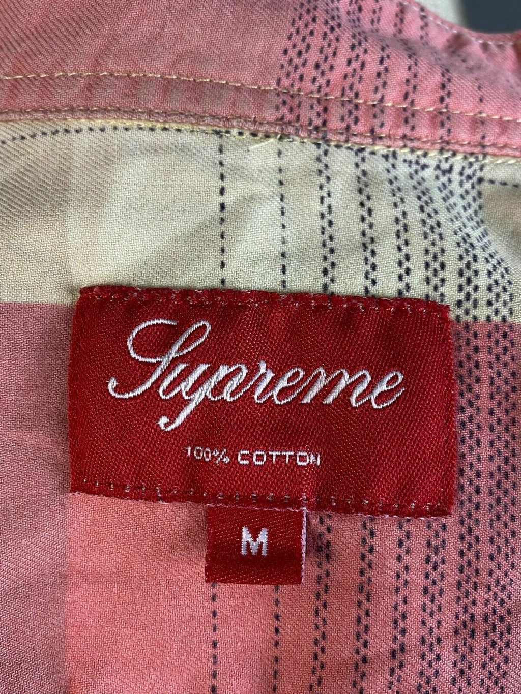 Supreme Pink Check Double Pocket Long Sleeve Button Up Shirt – Men's M