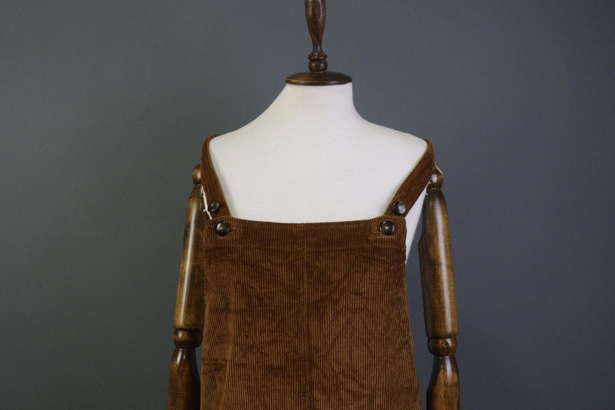 SEZANE Brown Sleeveless Pockets Corduroy Dungaree Dress – Size 38