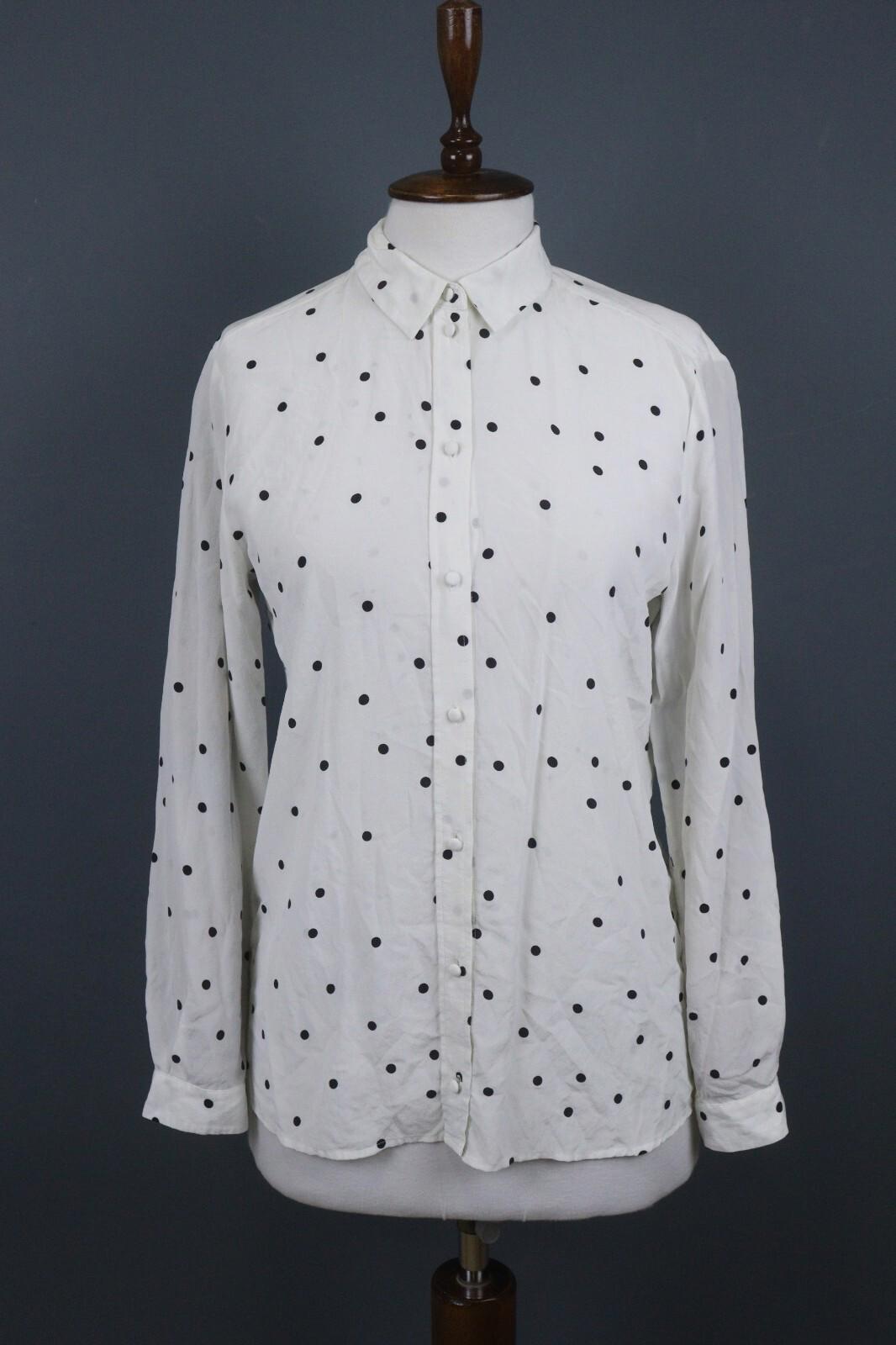SEZANE Beige Black Polka Dots Long Sleeve Button Up Shirt – Size 36