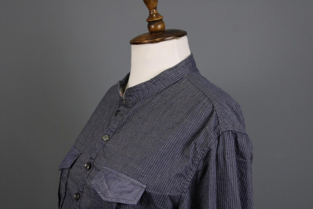 Desigual Blue White Striped 100%Cotton Regular Fit Long Sleeve Shirt Top – Size M – Used