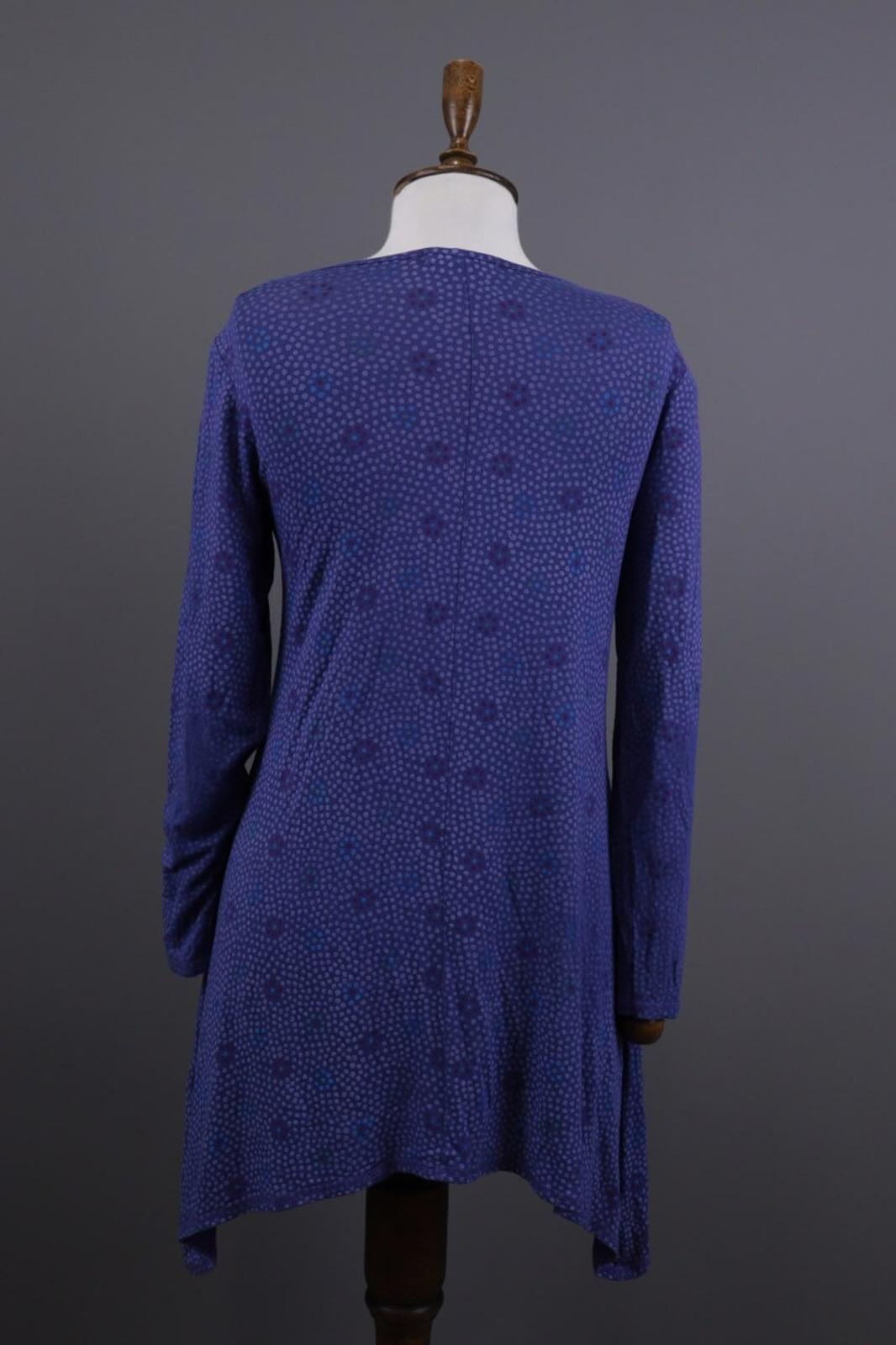 GUDRUN SJODEN Blue Floral Long Sleeve Blouson Midi Dress – Size S