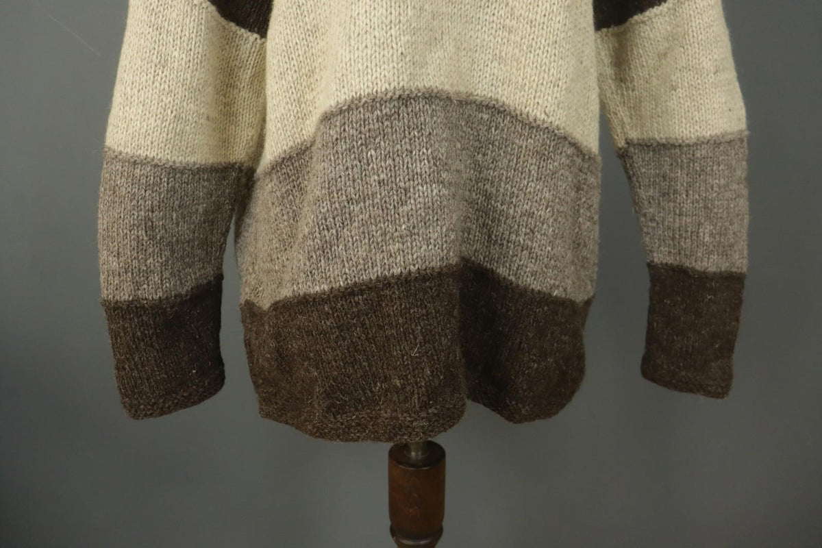 PACHAMAMA Multi Striped Wool Cable Knit Mock Neck 1/4 Zip Sweater – Size L / M
