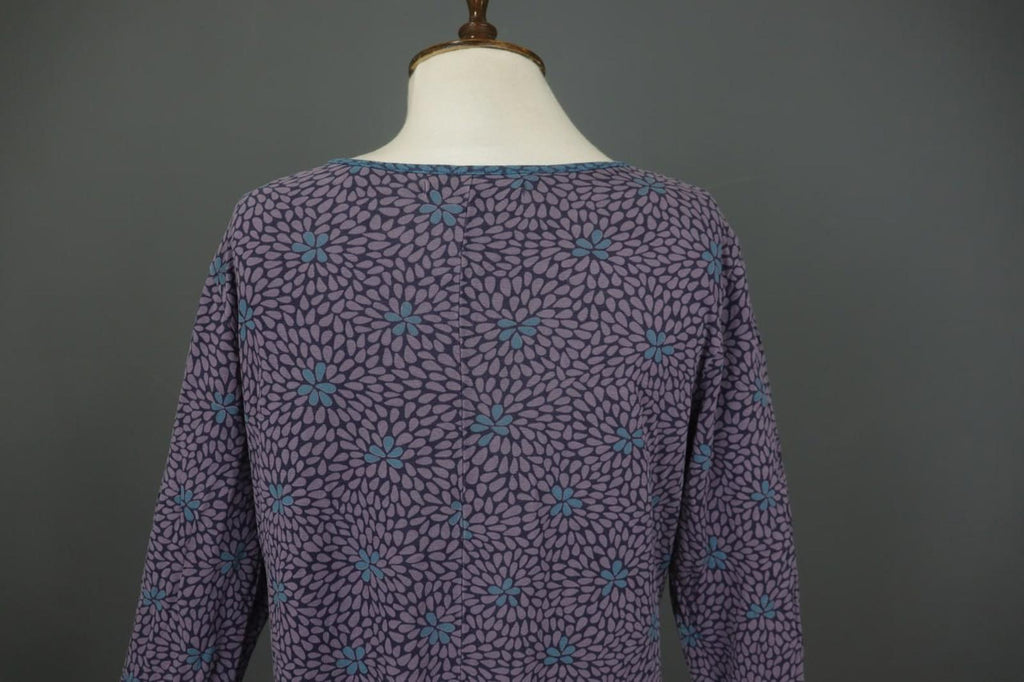 GUDRUN SJODEN Multi Floral Lyocell Long Sleeve Round Neck A-Line Dress – Size L