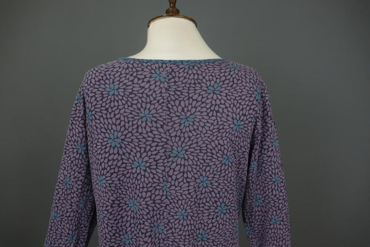 GUDRUN SJODEN Multi Floral Lyocell Long Sleeve Round Neck A-Line Dress – Size L