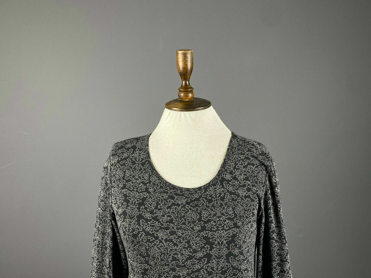 Deerberg by Oska Gray Floral Long Sleeve Floral Pullover Sweater – Size S