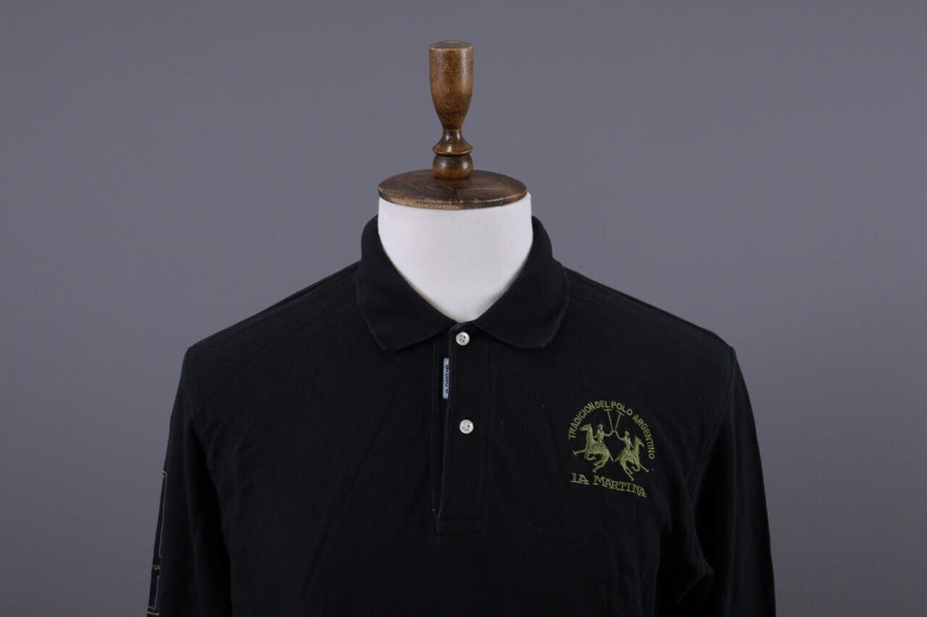 La Martina Buenos Aires #4 Black Long Sleeve Rugby Polo Shirt – Size XXL