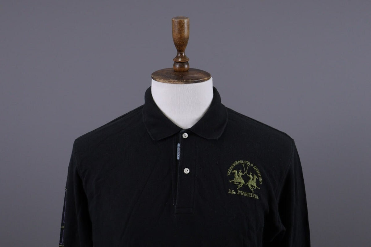 La Martina Buenos Aires #4 Black Long Sleeve Rugby Polo Shirt – Size XXL