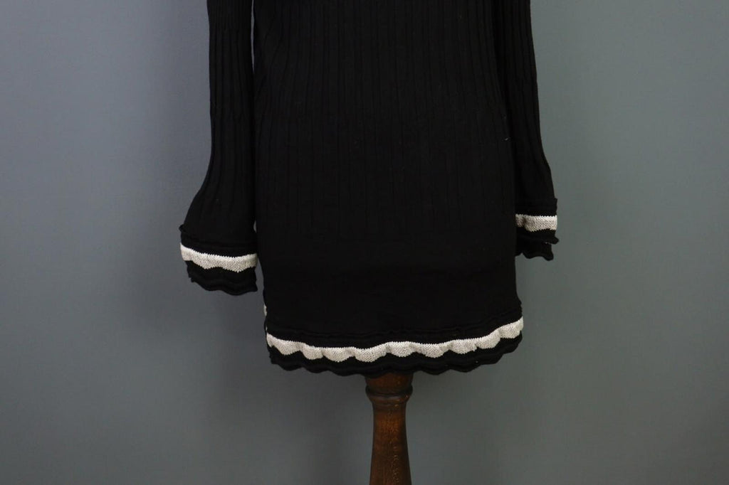 ELISA CAVALETTI Sono Italiano Black Knit A-Line Ultra Long Sleeve Dress