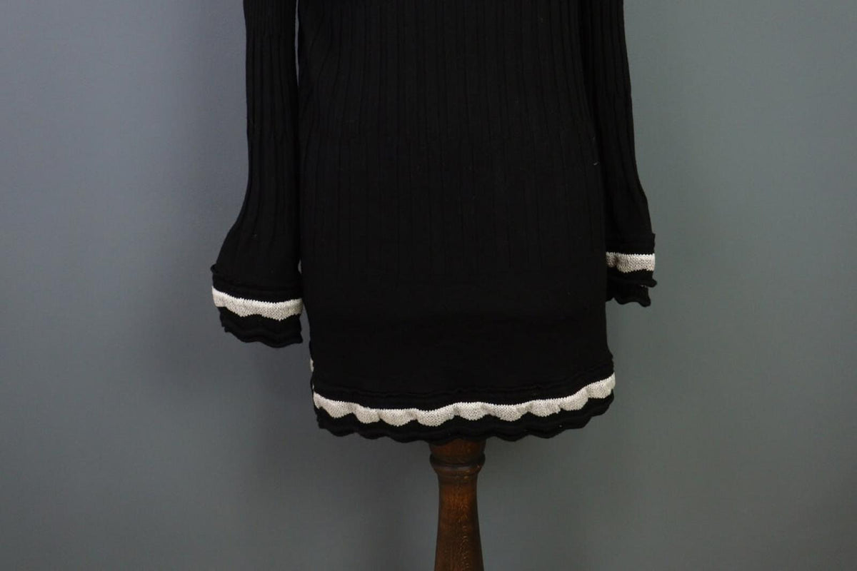 ELISA CAVALETTI Sono Italiano Black Knit A-Line Ultra Long Sleeve Dress