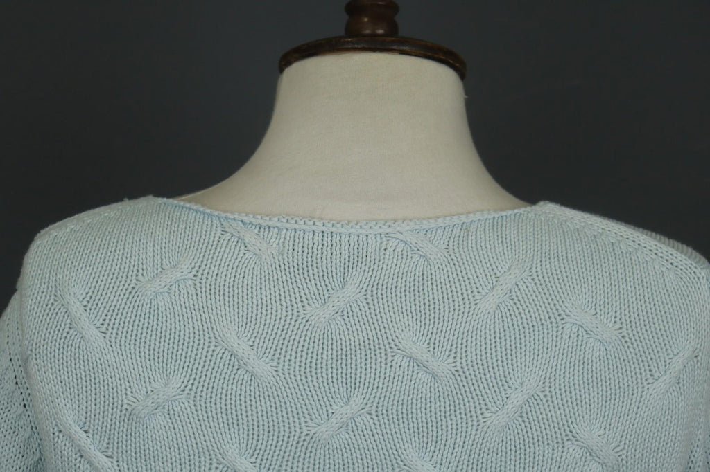 JOHNSTONES Blue Cotton Chunky Knit Long Sleeve Crew Neck Pullover Sweater – Size M