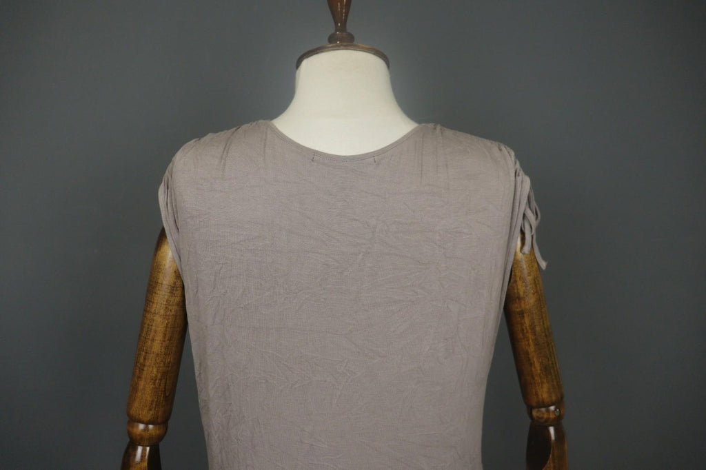 GUDRUN SJODEN Gray Viscose Blend Scoop Neck Shoulder Tie Babydoll Dress – Size M