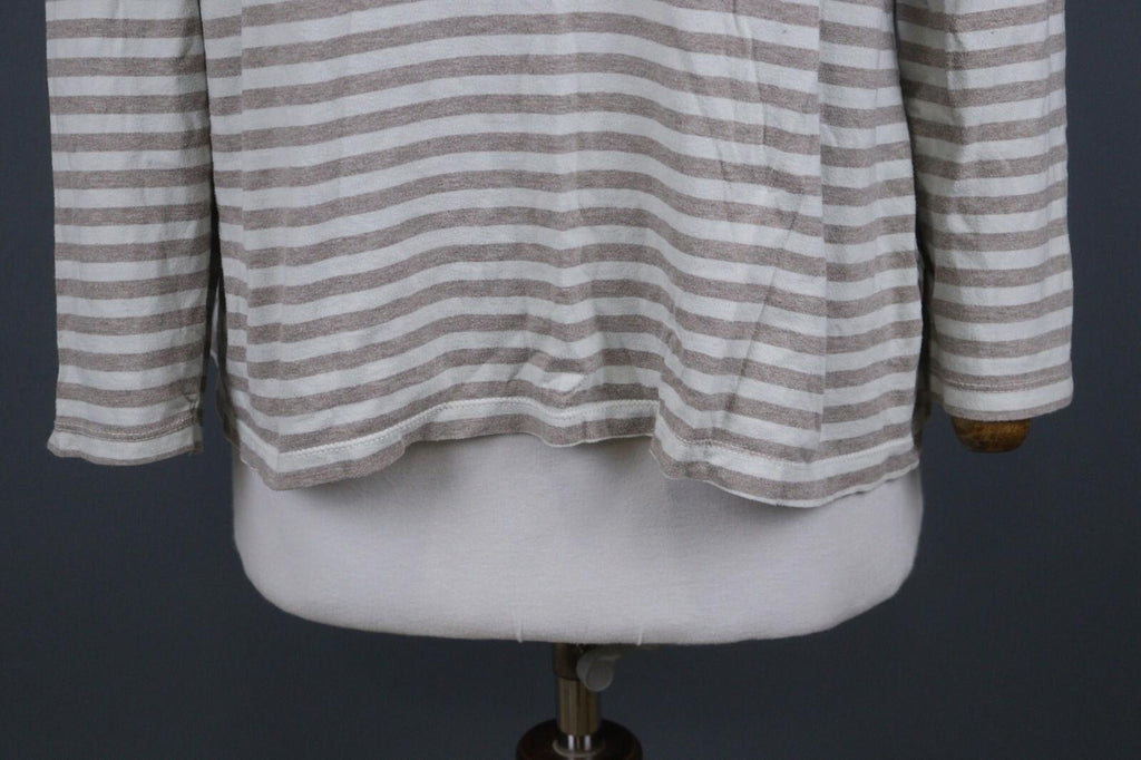 GUDRUN SJODEN Gray White Long Sleeve Stretch Blouse Top – Size L