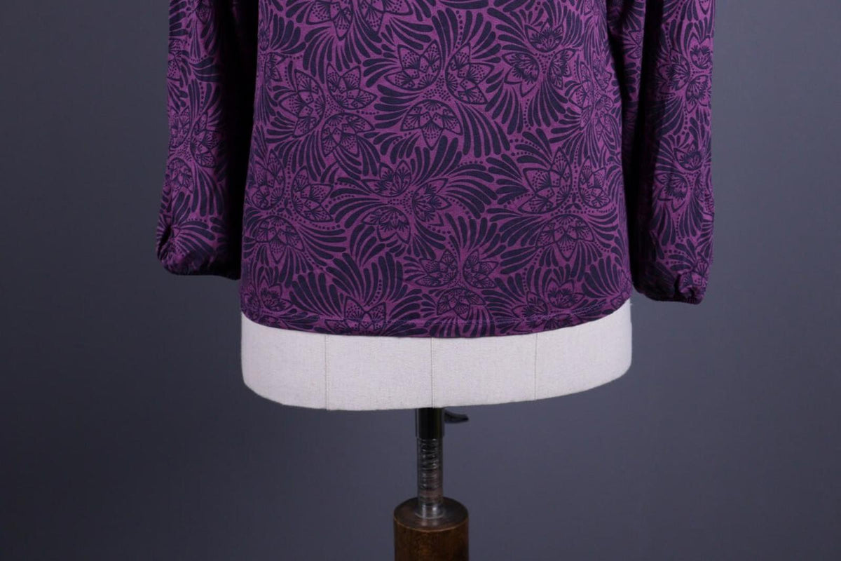 GUDRUN SJODEN Purple Lightweight Floral Sweater – Size M