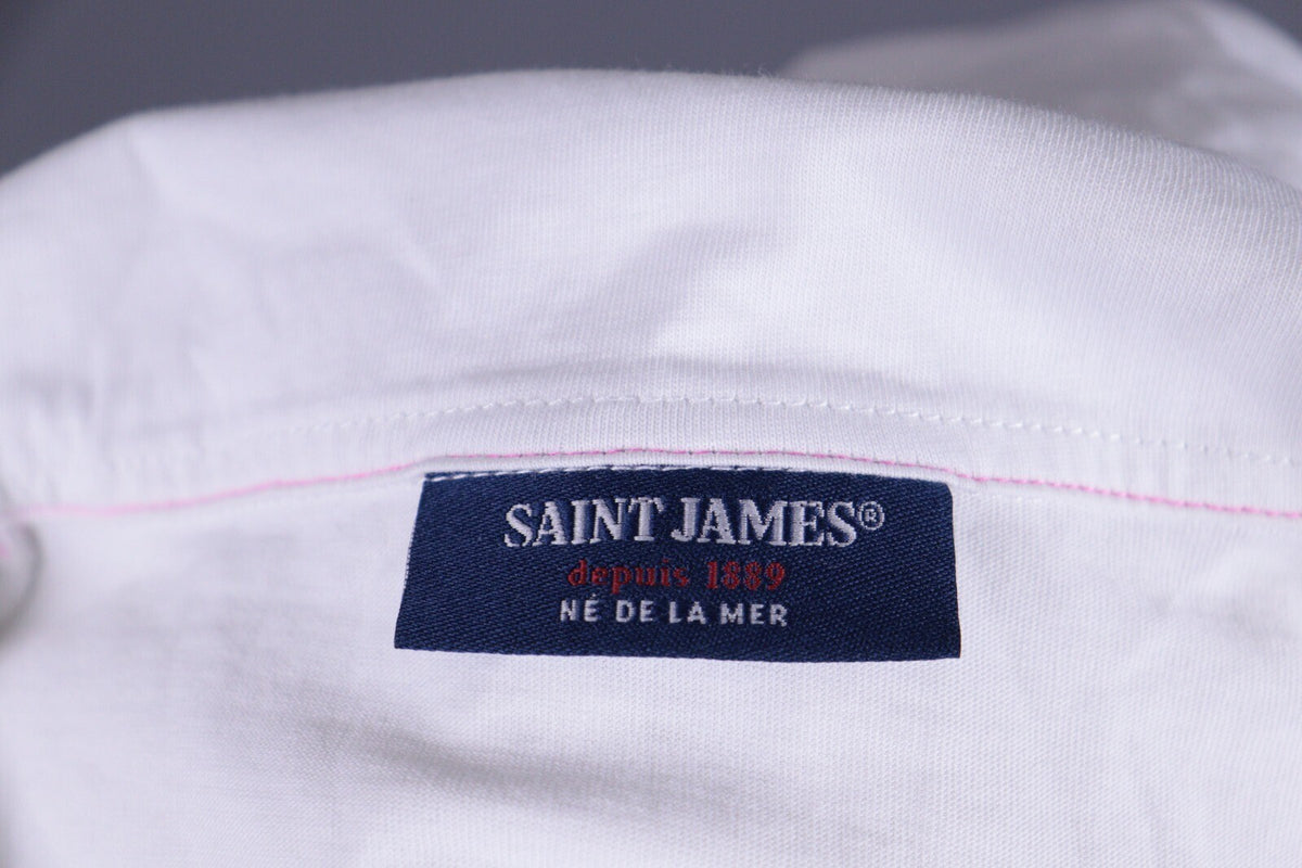 Saint James Depuis 1889 White Henley Short Sleeve Top Blouse Shirt – Size I42 /US6