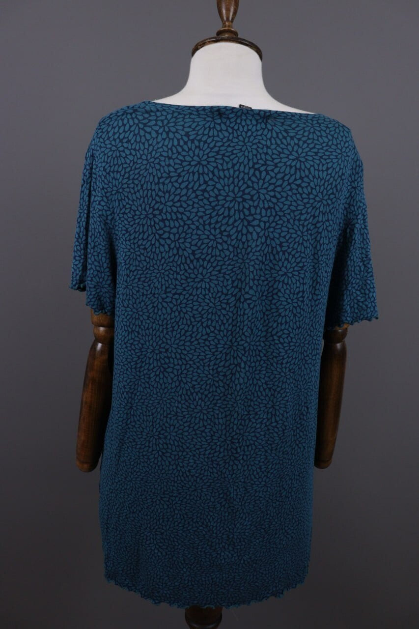 Gudrun Sjoden Blue Floral Oversize Lagenlook Long Sleeve Tunic Dress – Size L