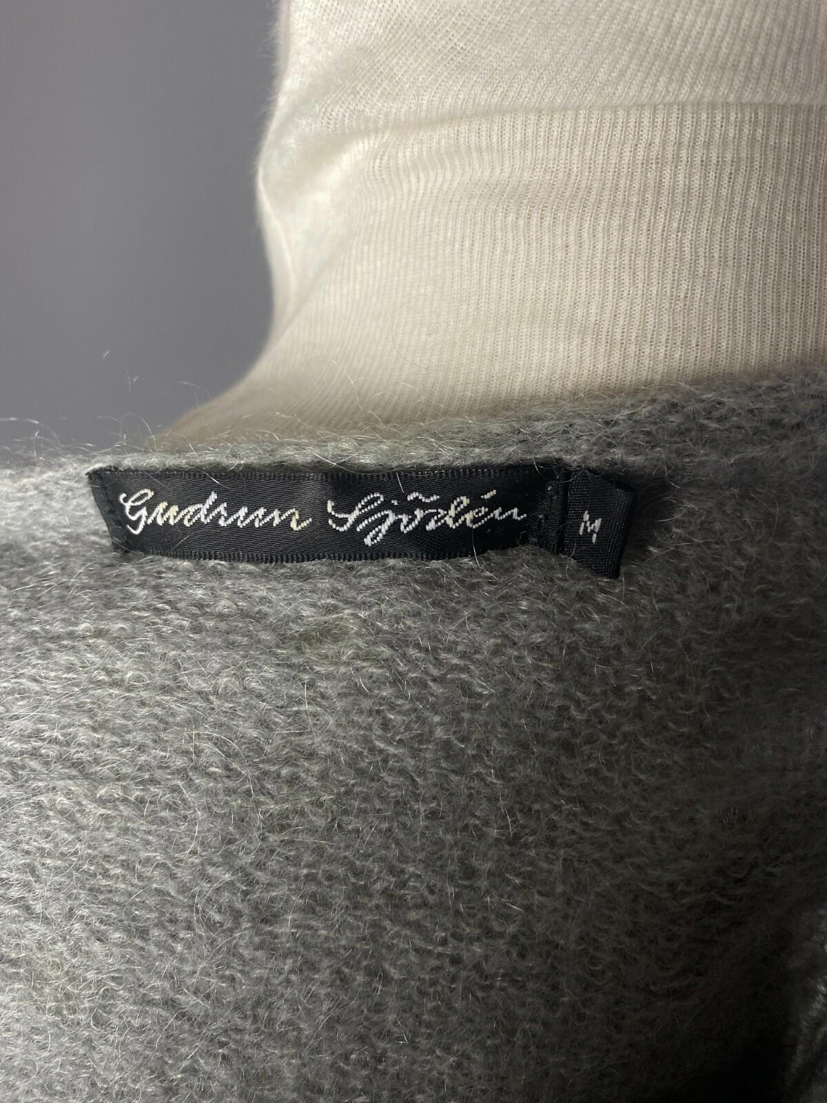 GUDRUN SJODEN Gray Mohair Wool Embroidered Floral Knited Sweater – Size M