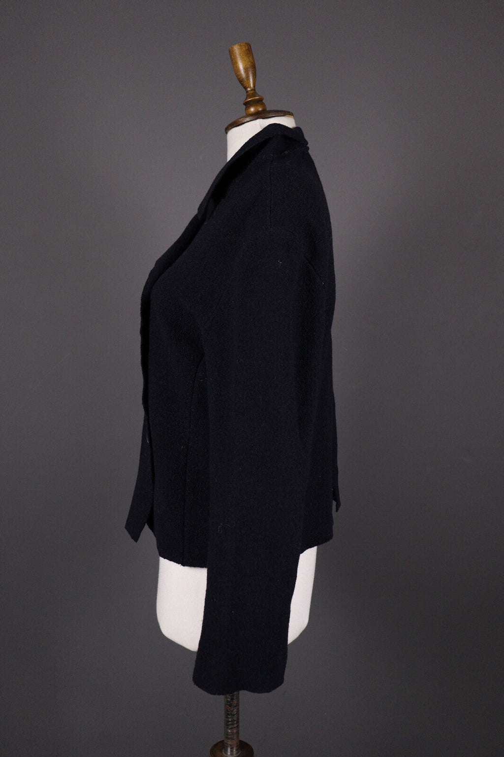 Indies France Wool Black Boiled Wool Double Breasted Coat Jacket – Size 2