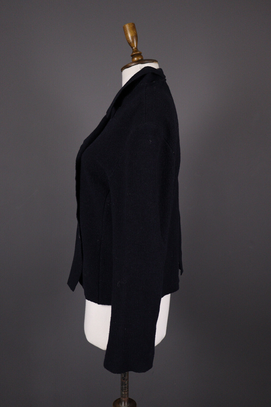Indies France Wool Black Boiled Wool Double Breasted Coat Jacket – Size 2