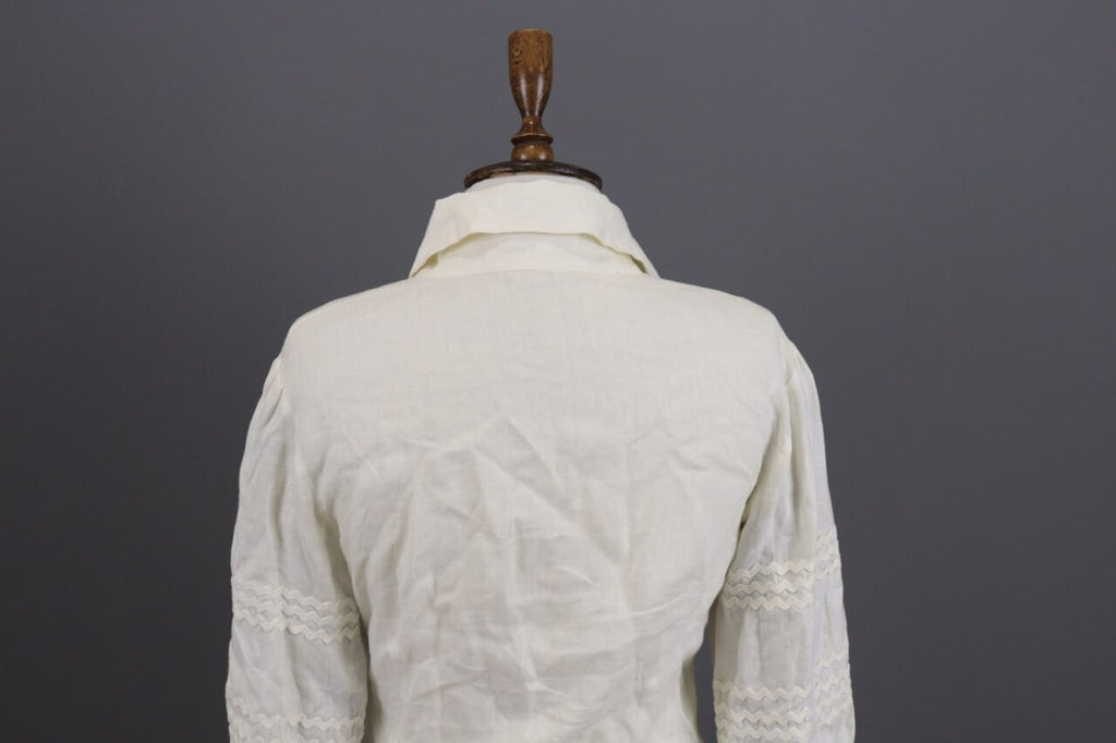 Anne Fontaine Embroidered Long Sleeve Button Top Blouse Tunic Shirt Sz 38