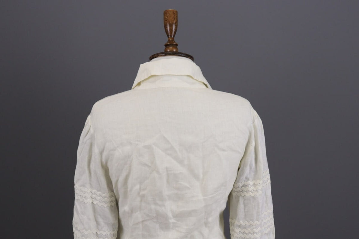 Anne Fontaine Embroidered Long Sleeve Button Top Blouse Tunic Shirt Sz 38