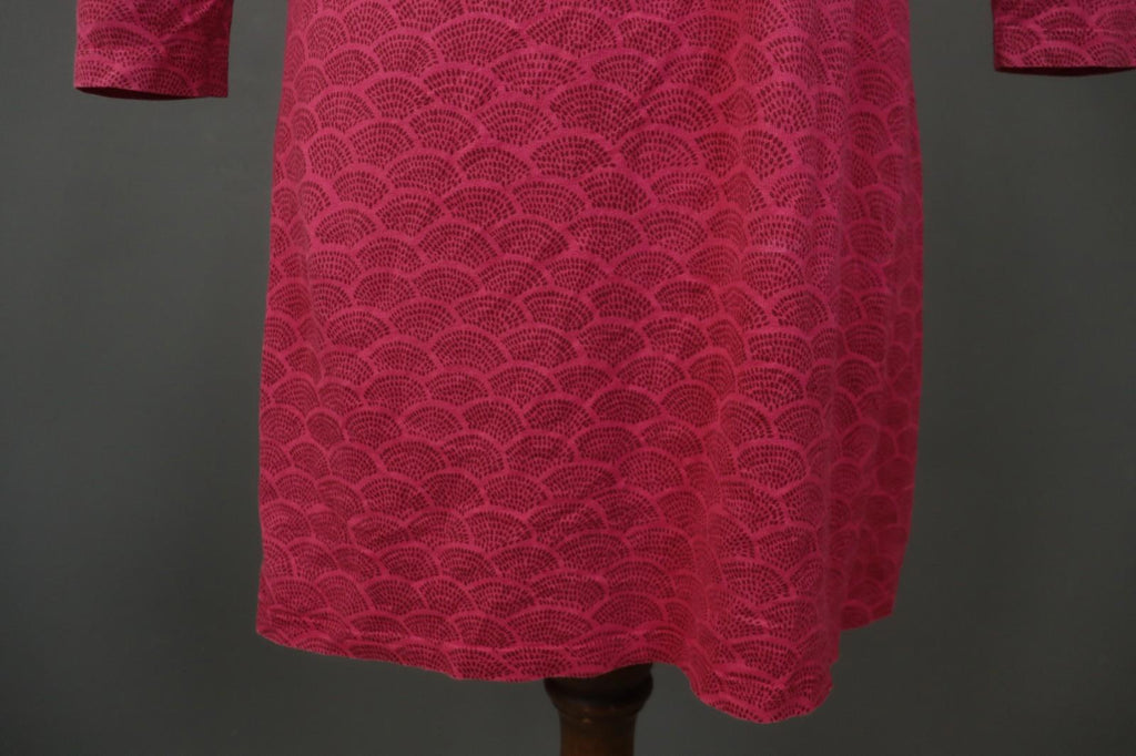 MARIMEKKO Red Dotted Cotton Round Neck Long Sleeve Casual Shift Dress – Size M
