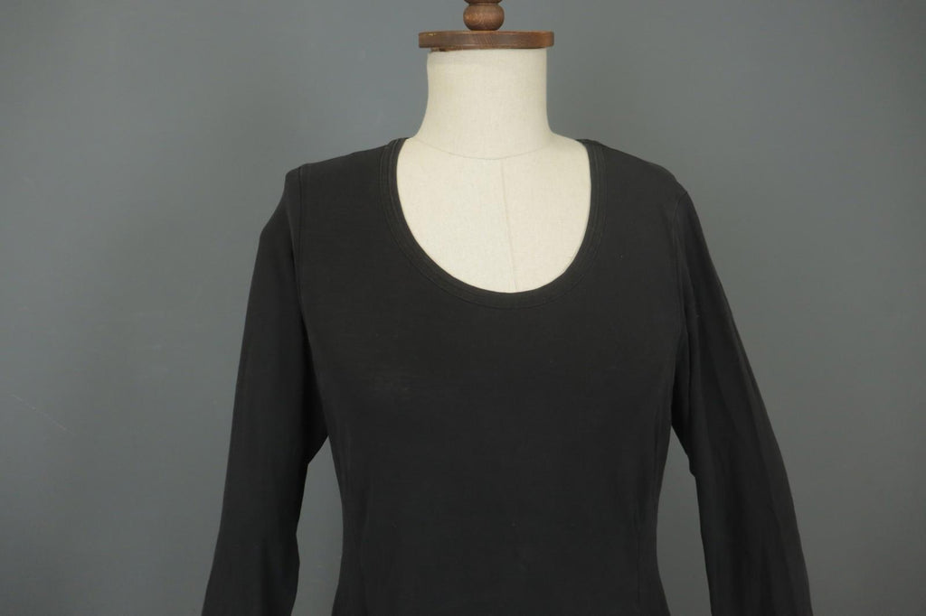 RUNDHOLZ Black Cotton Long Sleeve Round Neck Stretchable Blouse Top – Size L