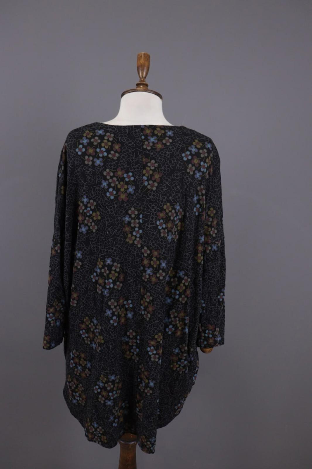 GUDRUN SJODEN Black Floral Oversized Long Sleeve Blouson Midi Dress – Size M