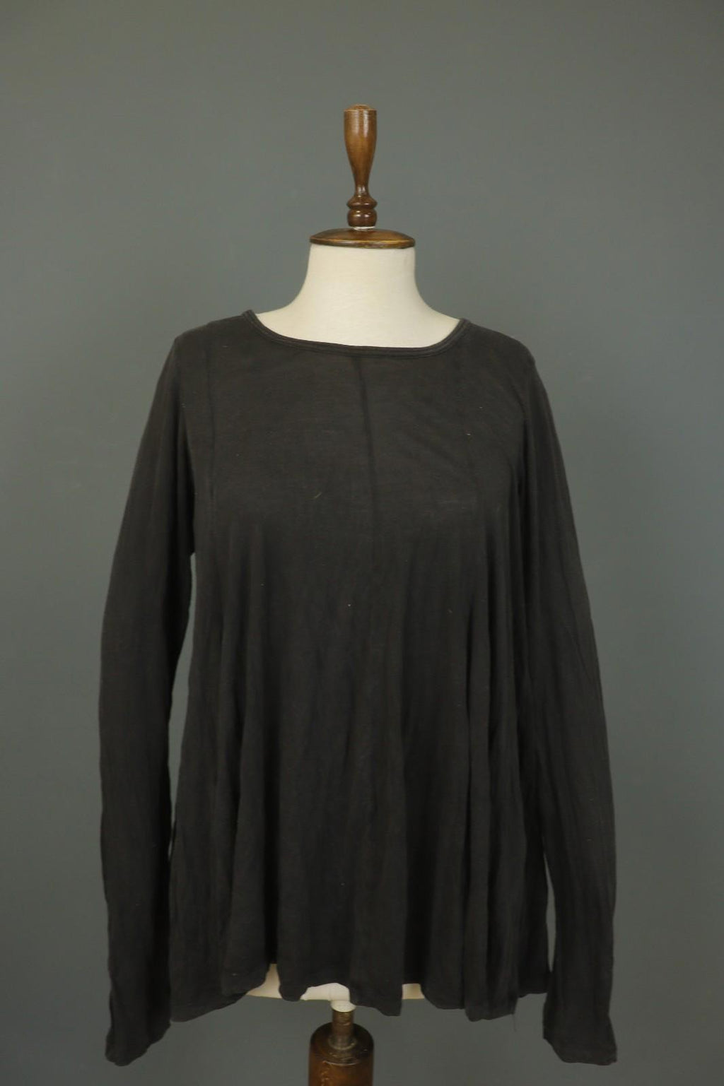 RUNDHOLZ Black 100% Lyocell Long Sleeve Round Neck Pullover Shift Dress – Size M