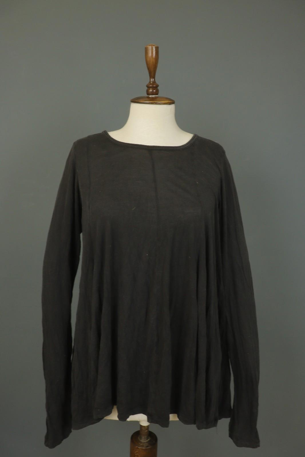 RUNDHOLZ Black 100% Lyocell Long Sleeve Round Neck Pullover Shift Dress – Size M