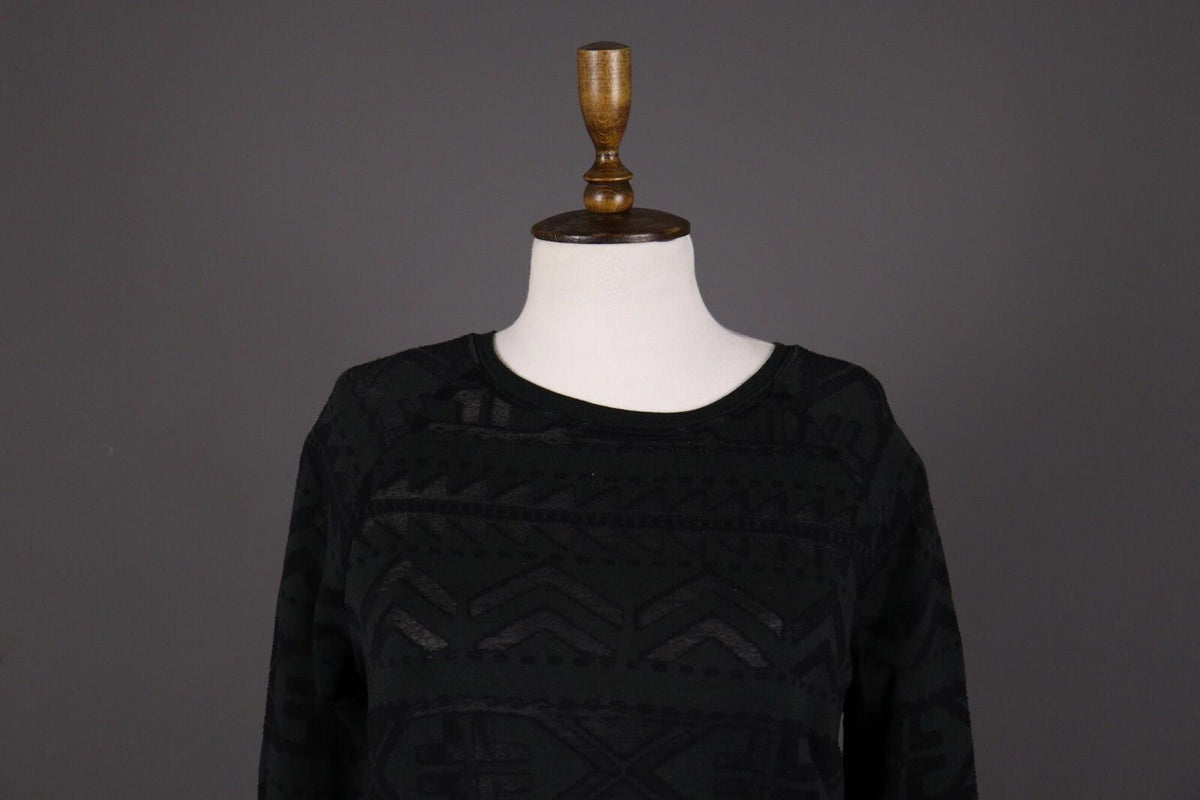 DENIM SUPPLY RALPH LAUREN Black Actec Print Long Sleeve Sweater S