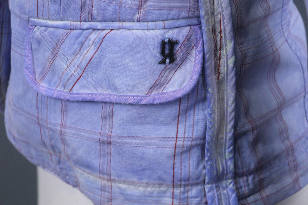 BNWT GALLIANO Blue Check Three Button Blazer Jacket – Size 26 / 40