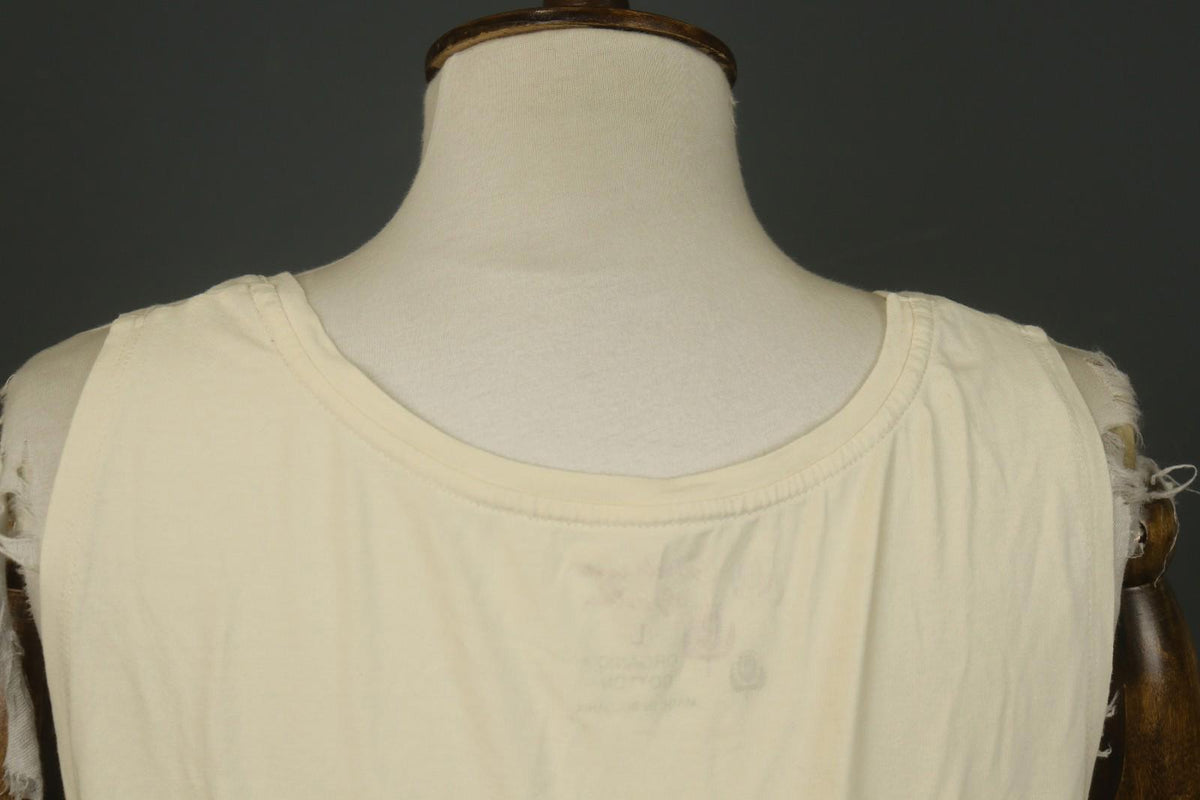 GUDRUN SJODEN White Organic Cotton Wide Straps Round Neck Pullover Tank Top Sz L