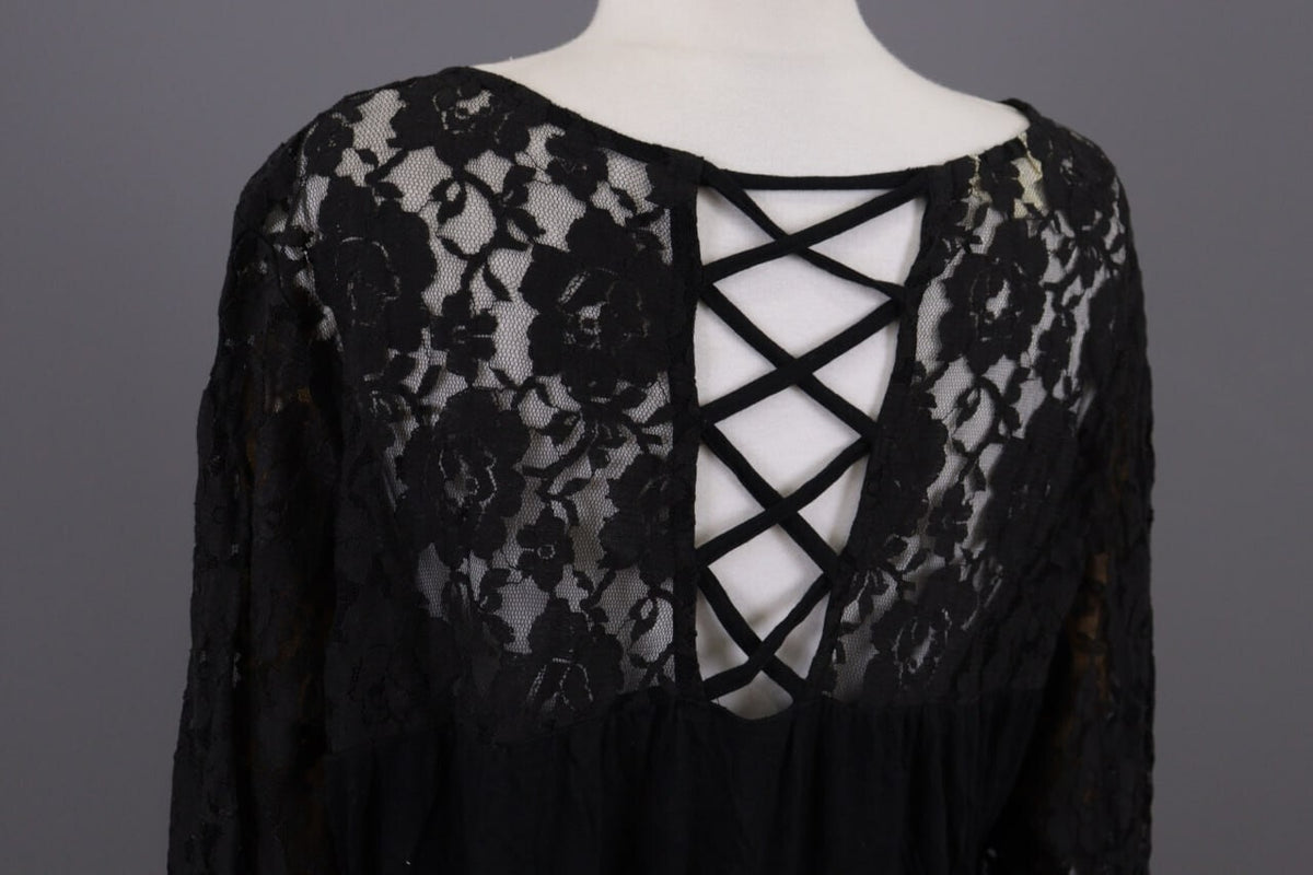 Denim & Supply Ralph Lauren Black Mesh Floral Blouse Top – Size XL
