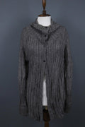 SARAH PACINI Gray Lagenlook Tight Knit Button Front Cardigan Sweater