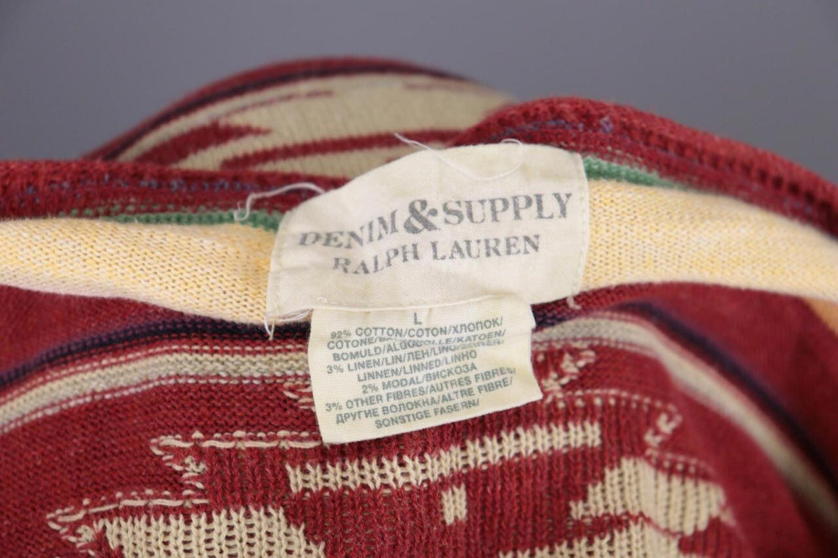DENIM SUPPLY RALPH LAUREN Multicolor Aztec Linen Lagenlook Knited Sweater – Size L