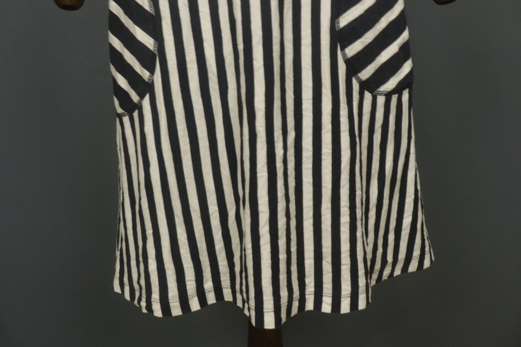 GUDRUN SJODEN Black White Striped 100% Cotton Round Neck Shift Dress – Size S – Used