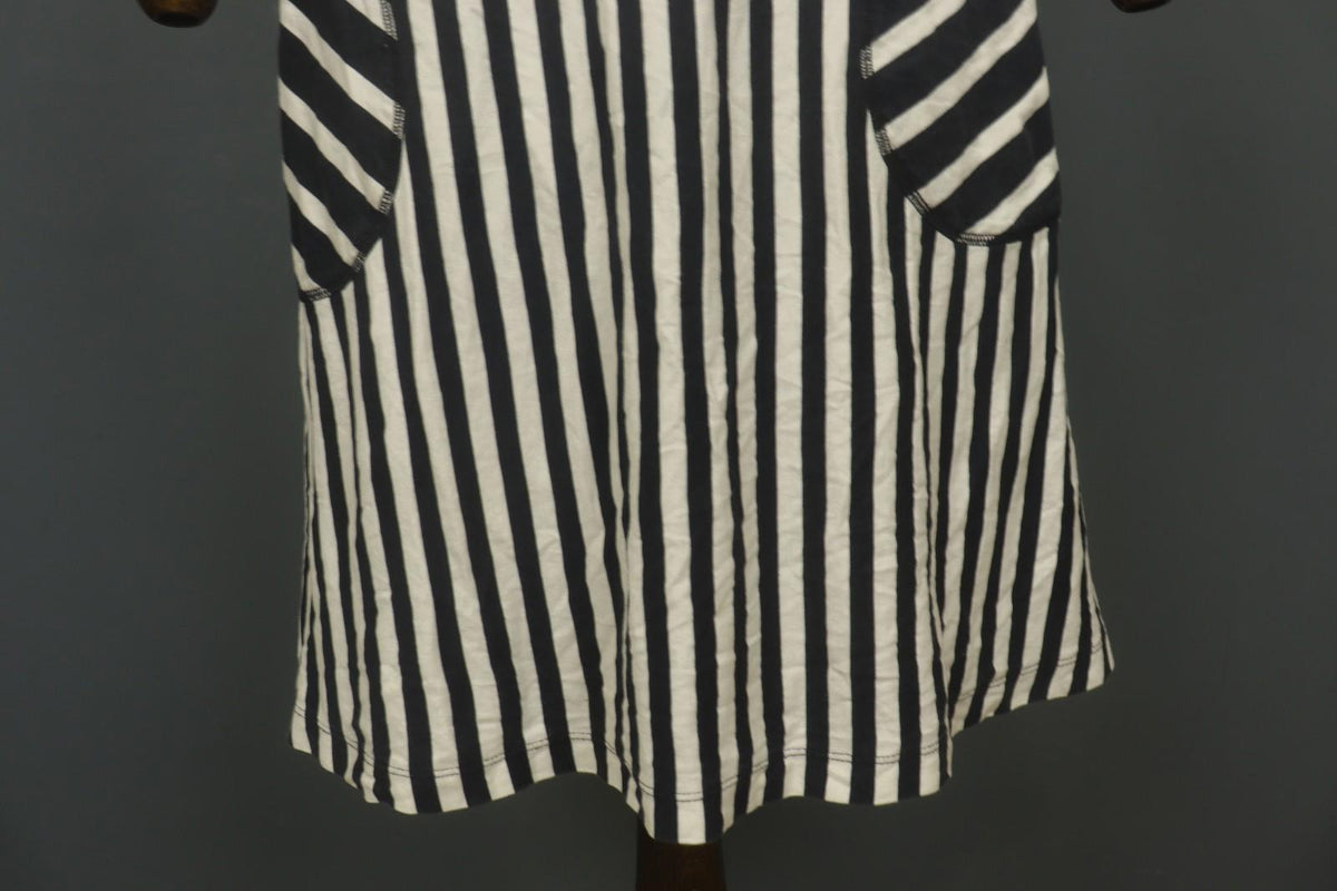 GUDRUN SJODEN Black White Striped 100% Cotton Round Neck Shift Dress – Size S – Used