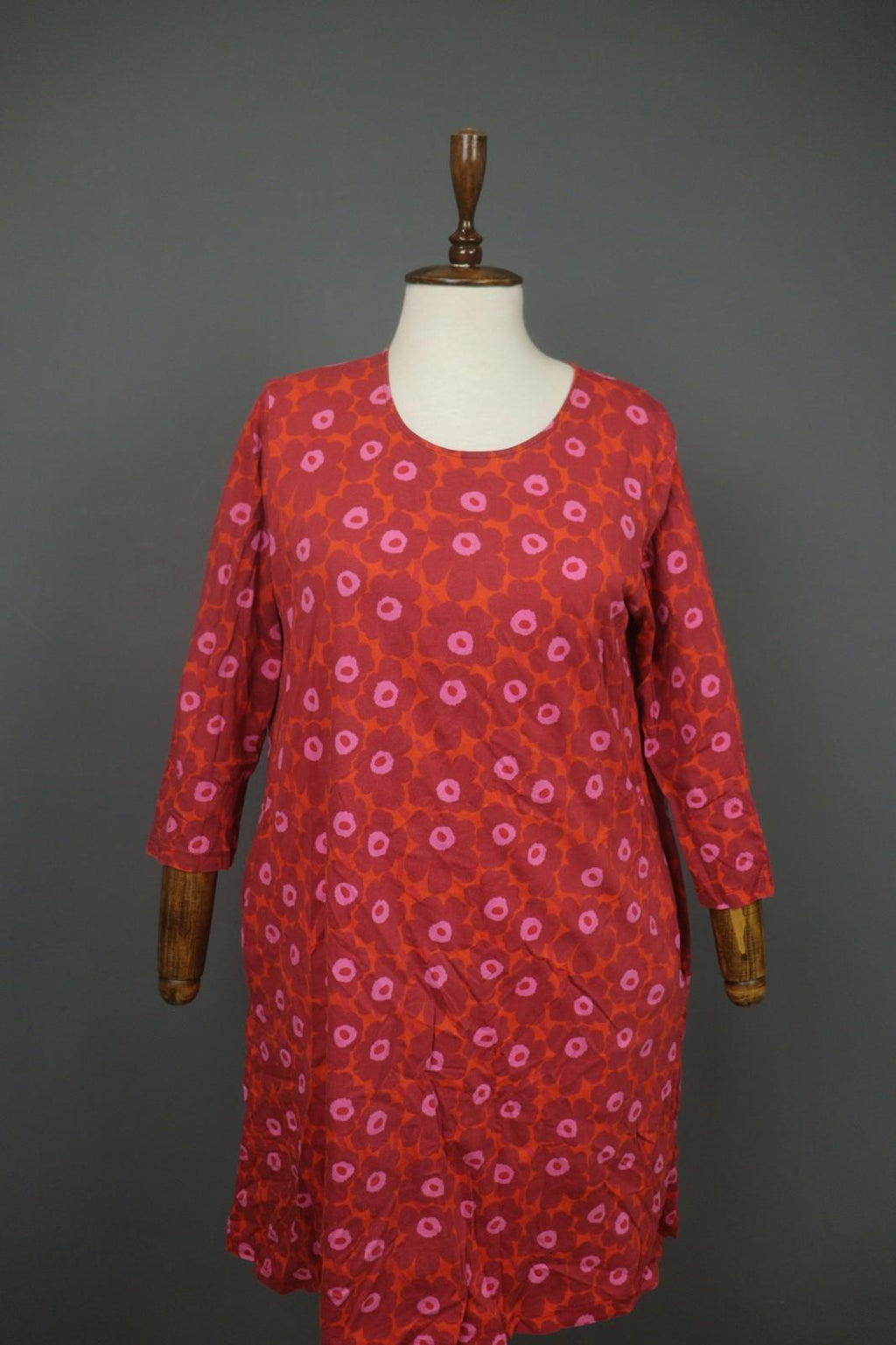 MARIMEKKO Aretta Unikko Multi Floral 3/4 Sleeve Round Neck Sheath Dress – Size M