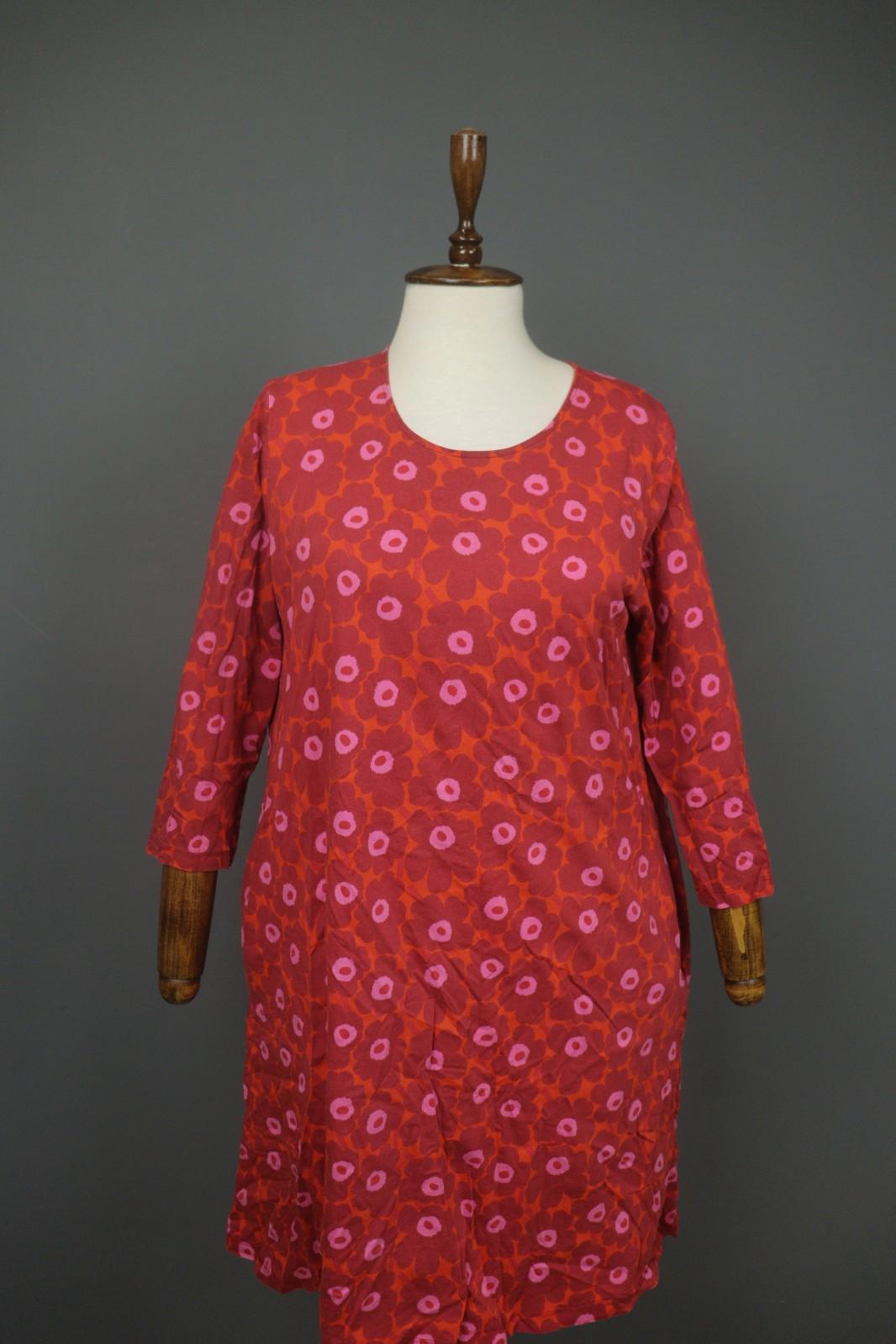 MARIMEKKO Aretta Unikko Multi Floral 3/4 Sleeve Round Neck Sheath Dress – Size M